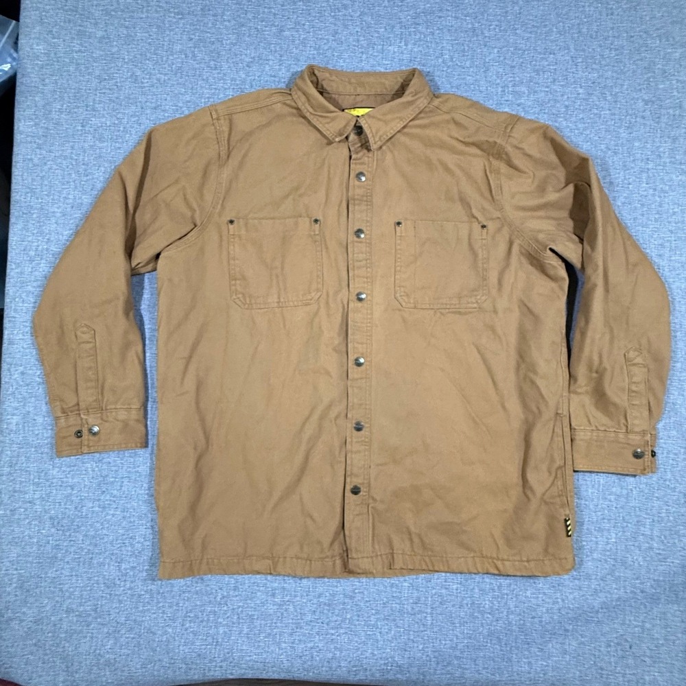 Brazos Work Force Canvas Shirt Jacket Mens 2XL Brown Plaid Lined Rugged Workwear